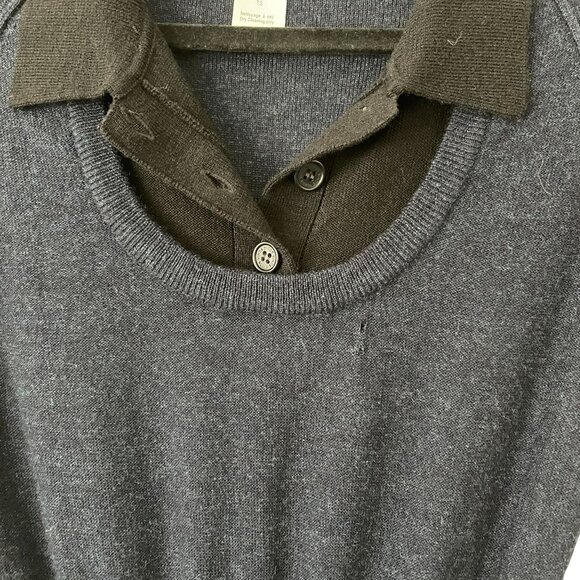 Sonia Rykiel Navy Merino Wool Long Sleeve Collared Sweater Dress Size S READ - Picture 9 of 9